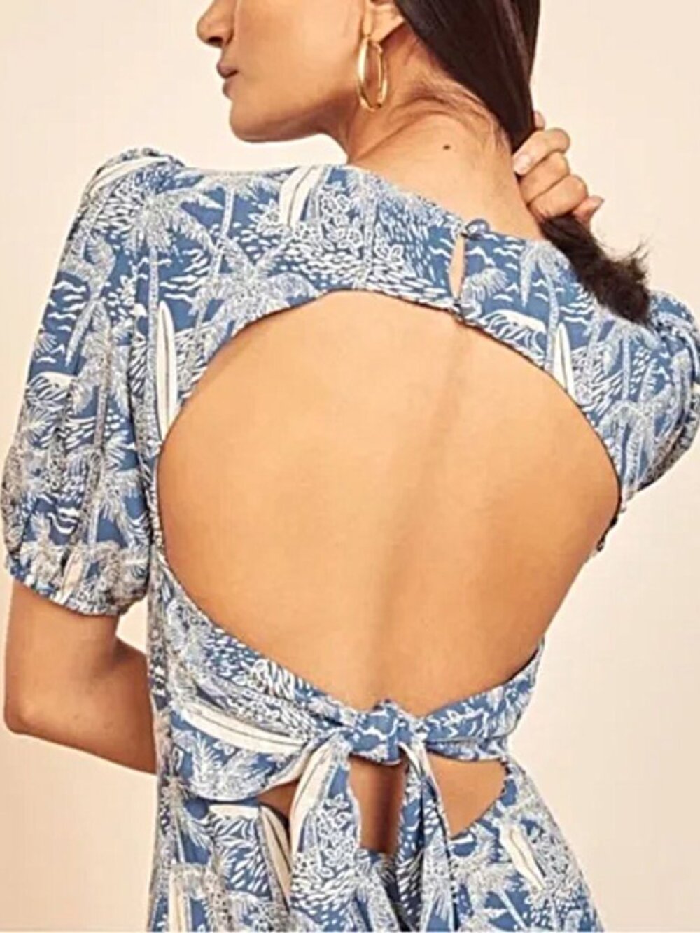 Reformation Palmer Blue White Surfboard Floral Midi Dress Size 6 - Picture 2 of 6